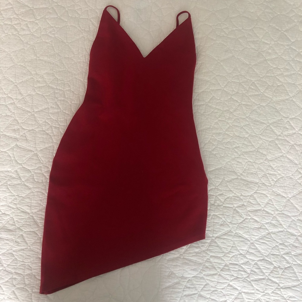 Tobi Red Asymmetrical Bodycon Dress